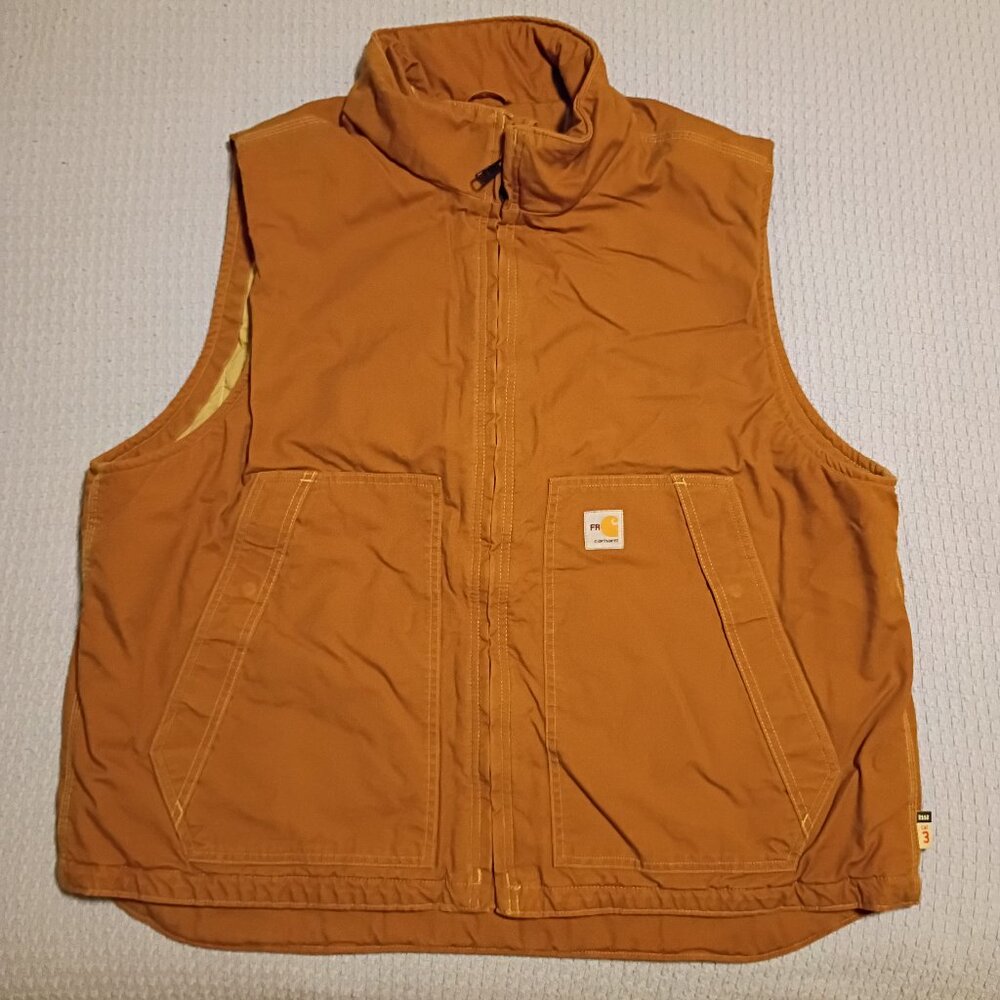 Carhartt Vest Men's 2XL Brown FR Fire Resistant Duck Insulated Workwear Vest